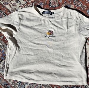 🏵Girl Dangerous Peachy Keen Embroidered White T Shirt Size M